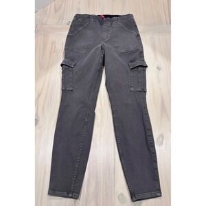 Spanx Stretch Twill Cargo Pants Washed Black Slim Leg Pull On Large 20240492
